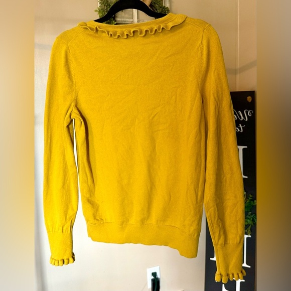 Boden Lara Frill Henley Long Sleeve Wool Blend Sweater in Olive Oil size 8 - Picture 5 of 9